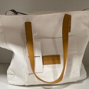 Cozy Earth White and Tan Tote Bag